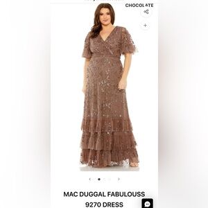 Mac Duggal [ 22 ] 9270 Embellished Flutter Sleeve V-Neck Tiered Gown #S1617